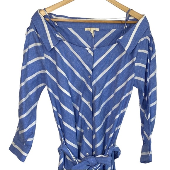 Maje Rulylle Striped Off-the-shoulder Shirtdress - Picture 3 of 10